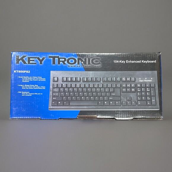 New Key Tronic KT800PS2 104-Key Enhanced Keyboard Black FACTORY SEALED BLACK - Picture 2 of 2